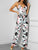 Printed jumpsuit suspenders wide-leg jumpsuit