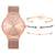 Fashion Brand 4pcs/set Women Rose Gold Watches Luxury Ladies Wrist Watch