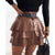 Elegant PU Leather Mini Short Skirt Ruffles High Waist Sexy Skirt