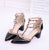 Rivet Pumps Women pointed patent leather rivet buckle sandals thick with heel wild thin women's shoes Party Shoes