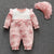 Winter Newborn Baby Girl Clothes Thicken Floral Princess Jumpsuit Sets Boys Bodysuit+ Hats