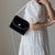 Retro Elegant Women's Luxury Handbag with Pearl Chain Black Suede Small Shoulder Messenger Bag Wedding Party Purse