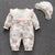 Winter Newborn Baby Girl Clothes Thicken Floral Princess Jumpsuit Sets Boys Bodysuit+ Hats