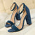 High heel toe sandals for women Summer fashion banquet pumps Flock Leather