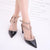 Rivet Pumps Women pointed patent leather rivet buckle sandals thick with heel wild thin women's shoes Party Shoes