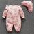 Winter Newborn Baby Girl Clothes Thicken Floral Princess Jumpsuit Sets Boys Bodysuit+ Hats