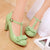 Womens Shoes Bowtie T-Strap Block High Heels Ankle Strap