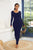 Women Long Sleeve O Neck Solid Bodycon Long Dress