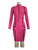 Zipper Stand Collar V Neck Long Sleeve Bodycon Fashion Casual Dress