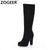 Women's Winter High Boots Fashion Flock Knight Knee Zipper Round Toe