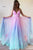 Lady Maxi Beach Dress Summer Rainbow Color Voile Backless Suspender Dress V-Neck Bohemian Dresses Women Sexy Big Hem Dress