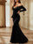 Women Velvet Elegant Party Long Dress Long Sleeve Sexy Off-shoulder Backless Pleated Bodycon Cocktail Dress