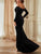 Women Velvet Elegant Party Long Dress Long Sleeve Sexy Off-shoulder Backless Pleated Bodycon Cocktail Dress