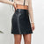 Split PU Leather High Waist Crocodile Pattern Mini  Skirt For Women