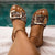 Buckle flat Sandal Leopard Print Square for Women