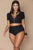 Plus Size Solid high waist mesh Swimsuit Set two pieces short sleeve Swimwear