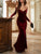 Women Velvet Elegant Party Long Dress Long Sleeve Sexy Off-shoulder Backless Pleated Bodycon Cocktail Dress