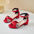 Children Sandals for Girls Rhinestones Toes Wrapped Chic Low Heels for Party Wedding Shows Simple