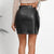 Split PU Leather High Waist Crocodile Pattern Mini  Skirt For Women