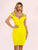 Double Strap V Neck Bandage Knee Length Strech Bodycon Dress