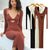 Vintage Knitted Camisole Strapless V-neck Sheath Midi Dress Wome Two Pieces Sets