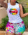 Summer Women's Casual Sleeve Tie Dye Top + Pants Two Pieces