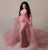 Women's Long Sleeve Off Shoulder Maternity Maxi Photography Dress Tulle Wedding Mermaid Gown for Photoshoot Baby Shower