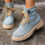 Lace-up Denim Ankle Boots Women Fashion Platform Cowboy Boots Casual Fashion Autumn Winter Round Toe Shoes